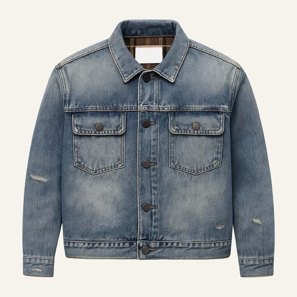 Chaqueta Vaquera Azul Clásica Desgastada