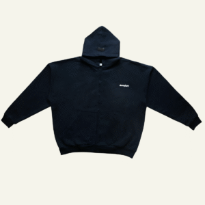 Sudadera Negra con Cremallera y Logo Bordado – Fit Oversize 10431