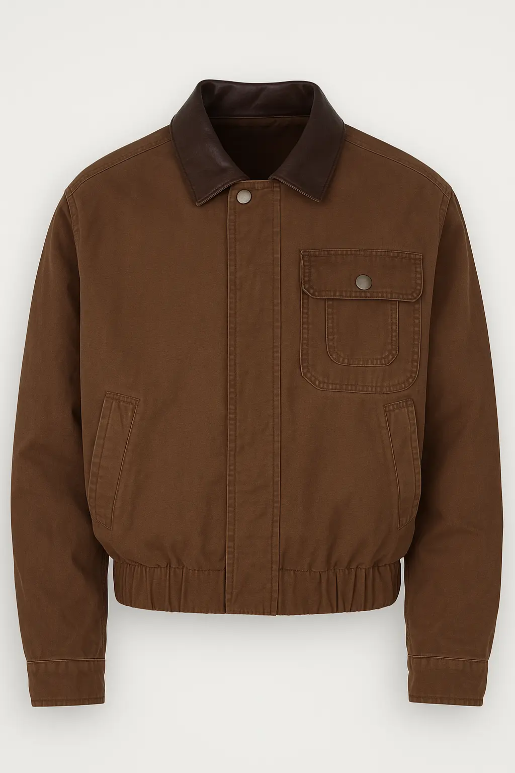 Chaqueta Bomber Marrón con Cuello de Piel Reondeu