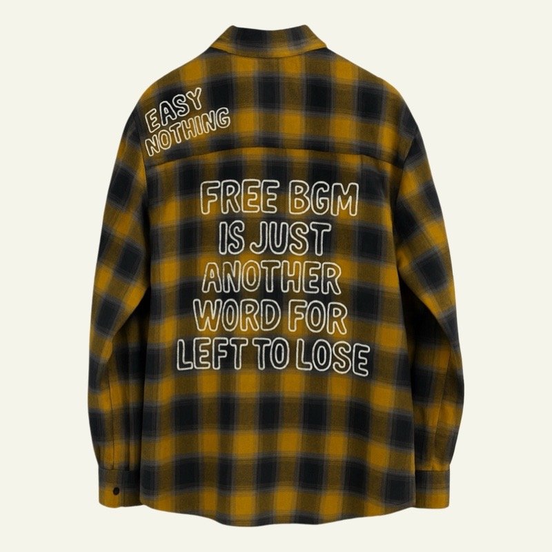 5690 mostaza(2) Camisa de Franela Oversize con Bordados - Imagen 2