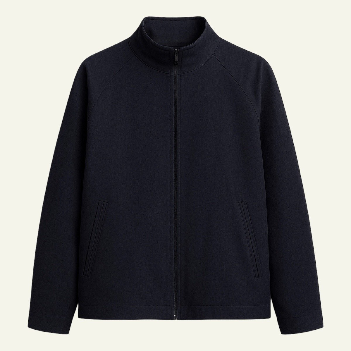 Chaqueta Urbana con Cremallera – Azul Oscuro / Negro