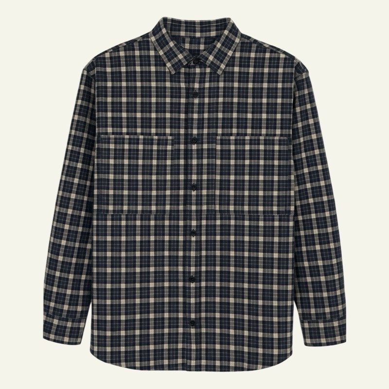 80151azulbeige(1) Camisa de Cuadros Unisex – Azul Beige / Azul Verde / Café - Imagen 8