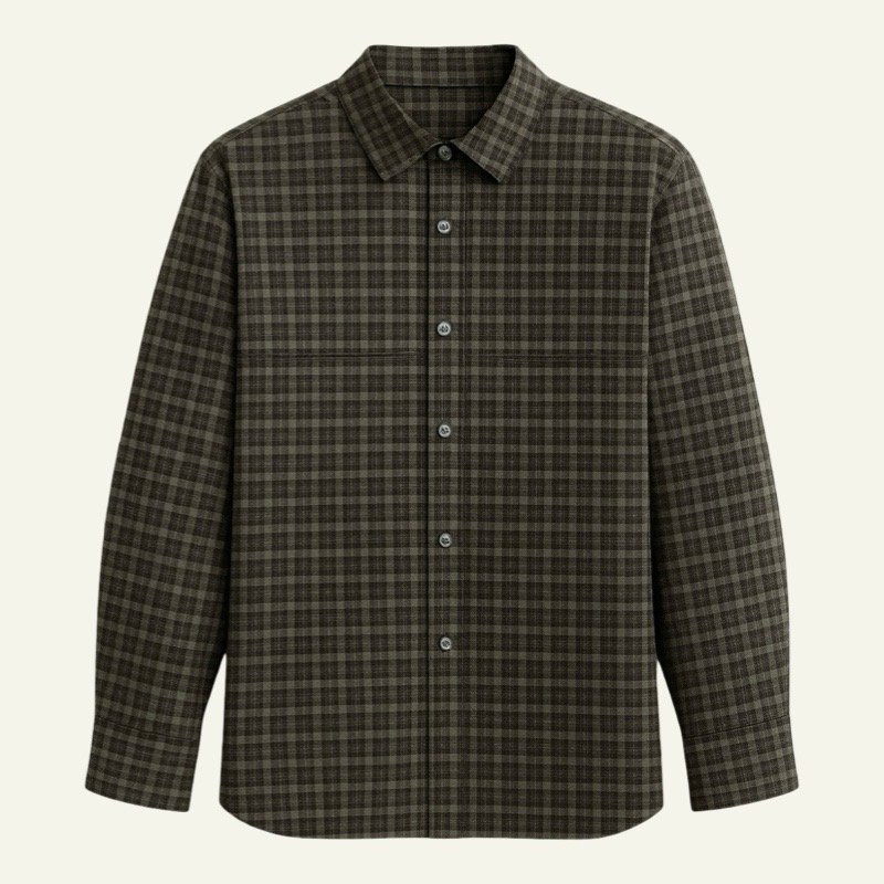 80151cafe(2) Camisa de Cuadros Unisex – Azul Beige / Azul Verde / Café - Imagen 2