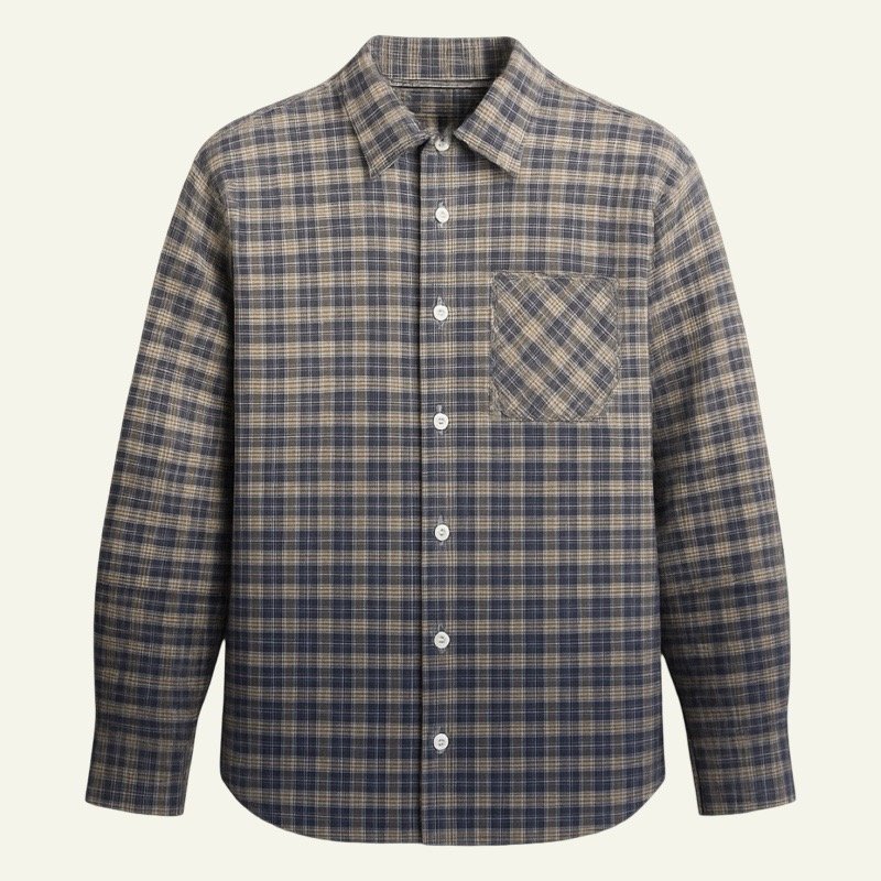 Camisa de Cuadros Azul y Beige Reondeu