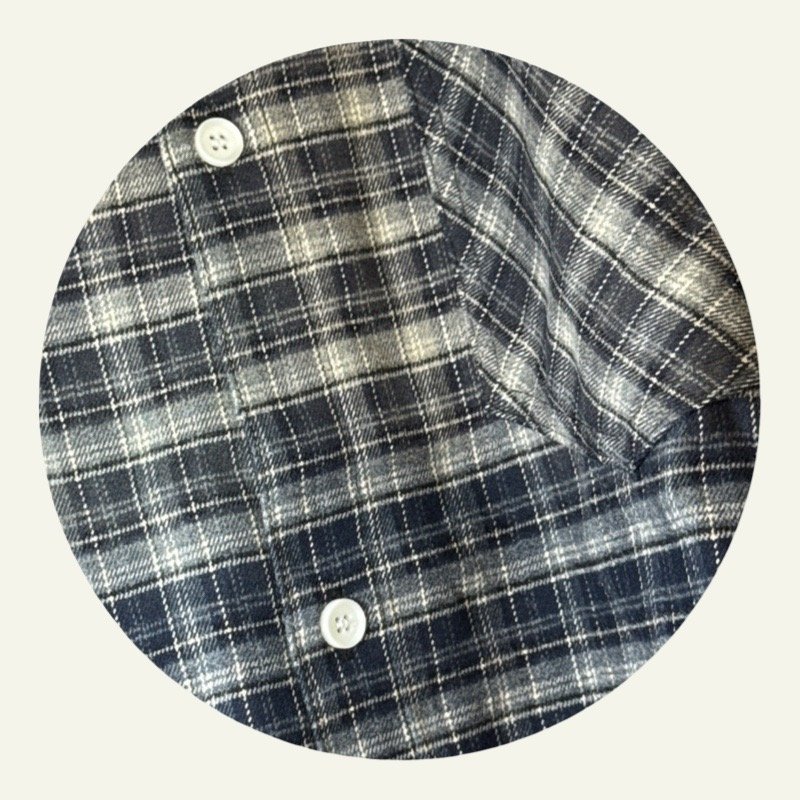 C5003(2) Camisa de Cuadros Azul y Beige Reondeu - 이미지 3