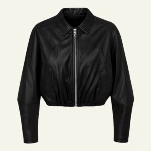 SP063(2) Chaqueta de Cuero Negro con Cremallera