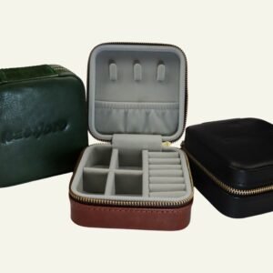 Caja de Joyería de Viaje en Cuero