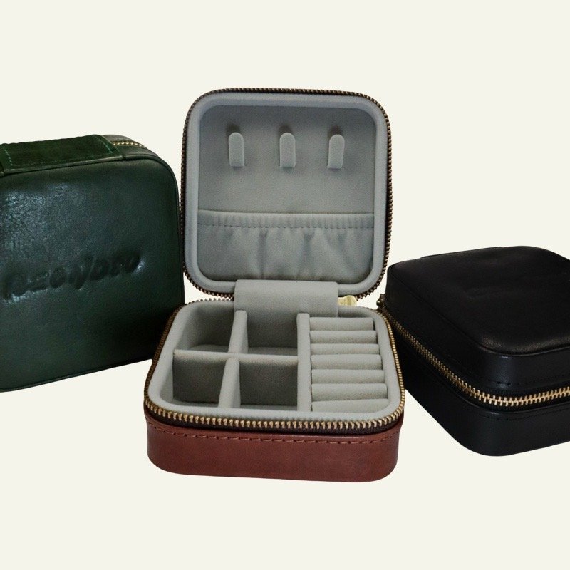 Caja de Joyería de Viaje en Cuero